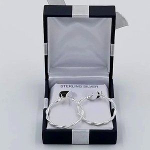 NWT Round Braided Sterling Silver Hoop Earrings